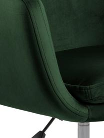 Krzesło biurowe z aksamitu Nora, obrotowe, Tapicerka: poliester (aksamit) 25 00, Stelaż: metal malowany proszkowo, Leśny zielony aksamit, S 58 x G 58 cm