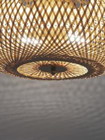 Design plafondlamp Evelyn van bamboehout, Lampenkap: bamboe, Baldakijn: gepoedercoat metaal, Decoratie: gepoedercoat metaal, Lichtbruin, goudkleurig, Ø 50 x H 20 cm