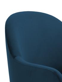 Fluwelen armstoel Rachel, Bekleding: fluweel (hoogwaardig poly, Poten: metaal, gepoedercoat, Fluweel donkerblauw, B 55 x D 62 cm