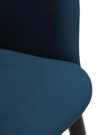 Chaise à accoudoirs en velours Rachel, Velours bleu foncé, larg. 55 x prof. 65 cm
