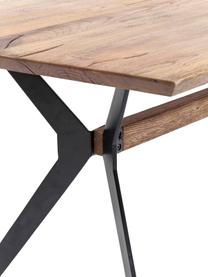 Stół do jadalni z drewna dębowego Downtown, różne rozmiary, Nogi: metal malowany proszkowo,, Blat: drewno dębowe, olejowane, Drewno dębowe, czarny, S 220 x G 100 cm