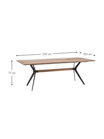 Stół do jadalni z drewna dębowego Downtown, różne rozmiary, Nogi: metal malowany proszkowo,, Blat: drewno dębowe, olejowane, Drewno dębowe, czarny, S 220 x G 100 cm