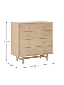 Cómoda con cajones de roble Diana, Estructura: aglomerado chapado de rob, Patas: madera de roble maciza, Madera, An 100 x Al 100 cm