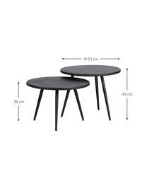 Tables de jardin rondes Suze, 2 élém., Noir, Lot de différentes tailles