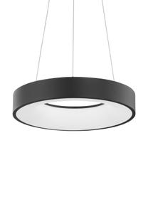 Dimbare LED hanglamp Rando in zwart, Lampenkap: gecoat aluminium, Diffuser: acryl, Baldakijn: gecoat aluminium, Zwart, Ø 60 x H 6 cm
