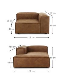 Modulaire hoekbank Lennon van gerecycled leer, Bekleding: gerecycled leer (70% leer, Frame: massief grenenhout, FSC-g, Poten: kunststof De poten bevind, Leer bruin, B 238 x D 180 cm, hoekdeel links