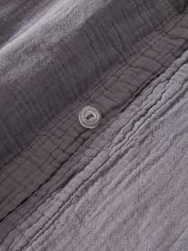 Funda nórdica muselina de algodón Odile, Gris oscuro, Cama 80 cm (135 x 200 cm)