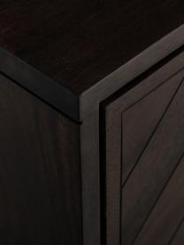 Visgraat dressoir Luca met deuren van massief hout, Frame: gecoat metaal, Mangohout, goudkleurig, B 160 x H 70 cm
