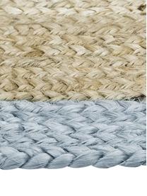 Tappeto in juta fatto a mano con bordo blu tortora Shanta, 100% juta, Beige, blu tortora, Larg. 80 x Lung. 150 cm (taglia XS)