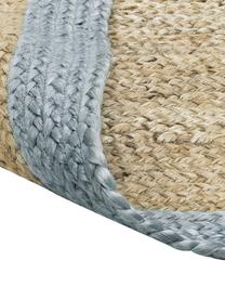 Tappeto in juta fatto a mano con bordo blu tortora Shanta, 100% juta, Beige, blu tortora, Larg. 80 x Lung. 150 cm (taglia XS)