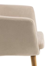 Armstoel Nora met houten poten, Bekleding: 100% polyester, Poten: eikenhout, Geweven stof beige, B 58 x D 58 cm