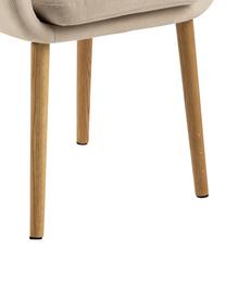 Krzesło z podłokietnikami Nora, Tapicerka:  100% poliester Dzięki tk, Nogi: drewno dębowe, Piaskowa tkanina, S 58 x G 58 cm