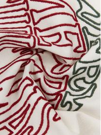 Federa arredo ricamata con motivo invernale Finn, 100% cotone, Bianco, rosso, Larg. 45 x Lung. 45 cm