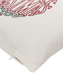 Funda de cojín bordada navideña Finn, 100% algodón, Blanco, rojo, An 45 x L 45 cm