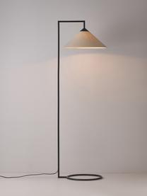 Leeslamp Iris, Lampenkap: linnen (100% polyester), Lampvoet: verchroomd metaal, Beige, zwart, Ø 45 x H 160 cm