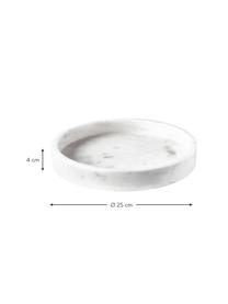 Rundes Deko-Marmor-Tablett Venice in Weiss, Marmor, Weisser Marmor, Ø 25 cm