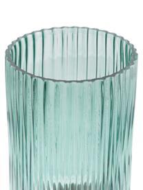 Jarrón de vidrio con base de metal Lene, Jarrón: vidrio, Verde, dorado, Ø 12 x Al 20 cm