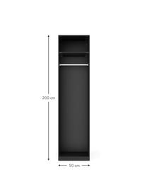 Modulaire draaideurkast Leon in zwart, 50 cm breed, diverse varianten, Frame: met melamine beklede spaa, Zwart, Basis interieur, hoogte 200 cm