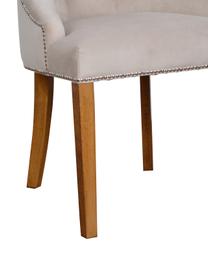 Krzesło tapicerowane z aksamitu Madam, Tapicerka: aksamit (100% poliester), Beżowy aksamit, Nogi: jasny brązowy, S 56 x G 64 cm