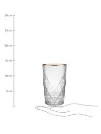 Sklenice na long drink se strukturálním vzorem Upscale, 6 ks, Sklo, Transparentní se zlatým okrajem, Ø 8 x V 14 cm, 460 ml