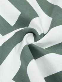 Katoenen kussenhoes Bram met grafisch patroon, 100% katoen, Wit, groen, B 45 x L 45 cm