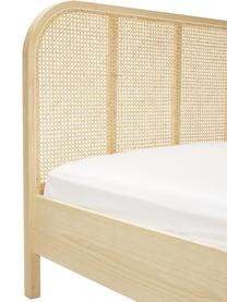 Łóżko z drewna z plecionką wiedeńską Jones, Stelaż: sklejka z fornirem z drew, Nogi: lite drewno jesionowe, Brązowy, S 140 x  D 200 cm