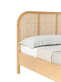 Lit en bois avec tête de lit en cannage Jones, Bois de frêne, 140 x 200 cm