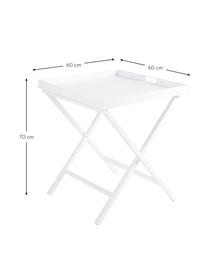 Table d'appoint blanche pliante Vero, Aluminium, enduit, Blanc, mat, larg. 60 x haut. 70 cm