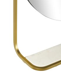 Espejo de pared ovalado Verena, con estante de mármol, Espejo: cristal, Dorado, An 60 x Al 90 cm