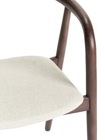 Drevená stolička s opierkami s vankúšom na sedenie Angelina, Dyha z orechového dreva, poduška béžová, Š 57 x V 80 cm