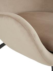 Fluwelen fauteuil Wing in beige met metalen poten, Bekleding: fluweel (polyester), Frame: gegalvaniseerd metaal, Fluweel beige, 75 x 85 cm