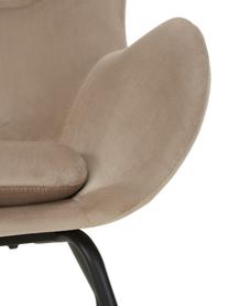 Fluwelen fauteuil Wing in beige met metalen poten, Bekleding: fluweel (polyester), Frame: gegalvaniseerd metaal, Fluweel beige, 75 x 85 cm