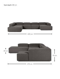 Divano angolare componibile Lennon, Rivestimento: 100% poliestere Con 115.0, Struttura: legno di pino massiccio, , Piedini: plastica, Tessuto antracite, Larg. 418 x Alt. 68 cm, chaise-longue a sinistra