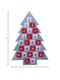 Adventskalender Vivet, Filz, Grau, Rot, Weiß, B 47 x H 70 cm