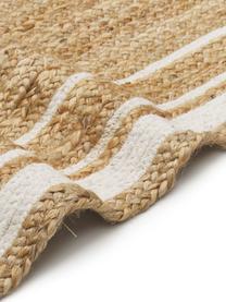 Ręcznie tkany dywan z juty Clover, 75% juta, 25% bawełna

Ten produkt został przetestowany pod kątem substancji szkodliwych i certyfikowany zgodnie z STANDARD 100 by OEKO-TEX® 17.HIN.14404 HOHENSTEIN HTTI, Brązowy, biały, S 50 x D 80 cm
