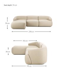 Narożna sofa modułowa Sofia, Tapicerka: 100% polipropylen Dzięki , Stelaż: lite drewno sosnowe, płyt, Nogi: tworzywo sztuczne, Beżowa tkanina, S 278 x G 174 cm, lewostronna