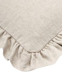 Kissenhülle Camille in Beige mit Rüschen, 60% Polyester, 25% Baumwolle, 15% Leinen, Beige, B 45 x L 45 cm