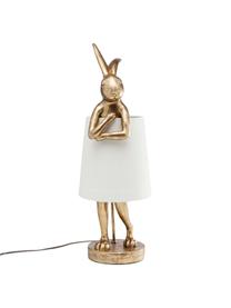 Lampada rosa da tavolo  grande di design Rabbit, Paralume: lino, Base della lampada: poliresina, Asta: acciaio verniciato a polv, Dorato, bianco, Ø 23 x Alt. 68 cm