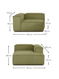 Narożna sofa modułowa ze sztruksu Lennon, Tapicerka: sztruks (92% poliester, 8, Stelaż: lite drewno sosnowe z cer, Nogi: tworzywo sztuczne Materia, Zielony sztruks, S 238 x G 180 cm, prawostronna