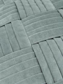 Fluwelen kussenhoes Sina in saliegroen met structuurpatroon, Fluweel (100% katoen), Saliegroen, B 45 x L 45 cm