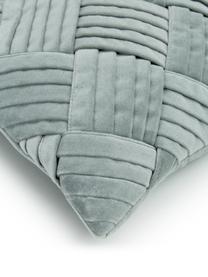 Fluwelen kussenhoes Sina in saliegroen met structuurpatroon, Fluweel (100% katoen), Saliegroen, B 45 x L 45 cm