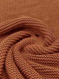 Coperta a maglia in cotone biologico rosso ruggine Adalyn, 100% cotone biologico, certificato GOTS, Rosso, Larg. 150 x Lung. 200 cm
