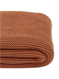 Coperta a maglia Adalyn, 100% cotone organico, certificato GOTS, Rosso, Larg. 150 x Lung. 200 cm