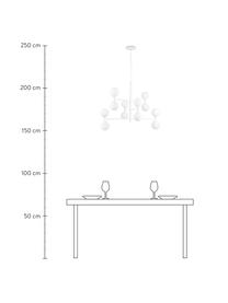 Grosse Pendelleuchte Grover mit Glaskugeln in Weiss, Baldachin: Metall, pulverbeschichtet, Weiss, Ø 70 x H 56 cm