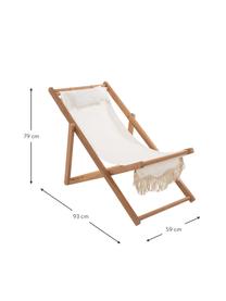 Sedia a sdraio pieghevole con frange Sling, Frange: cotone, Struttura: legno, Legno chiaro, bianco, Larg. 59 x Alt. 79 cm