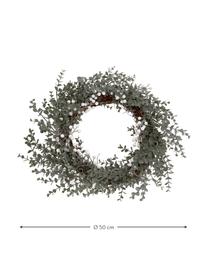 Handgefertigter Weihnachtskranz Vintia Ø 50 cm, Kunststoff, Grün, Weiß, Braun, Ø 50 cm