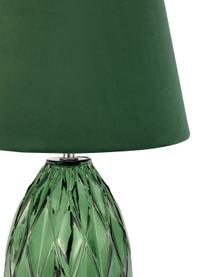 Tischlampe Crystal Velvet mit Glasfuß, Lampenschirm: Samt, Lampenfuß: Glas, Grün, Ø 25 x H 41 cm