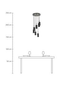 Cluster hanglamp Arvo, Lampenkap: gepoedercoat metaal, Baldakijn: gepoedercoat metaal, Zwart, Ø 38 x H 120 cm