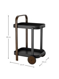 Kovový barový vozík Bellwood, Černá, tmavé dřevo, Š 53 cm, V 80 cm