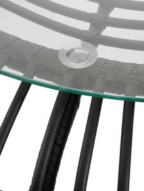 Runder Couchtisch Costa mit Glasplatte, Tischplatte: Glas, Gestell: Polyethylen-Geflecht, Schwarz, Ø 85 cm